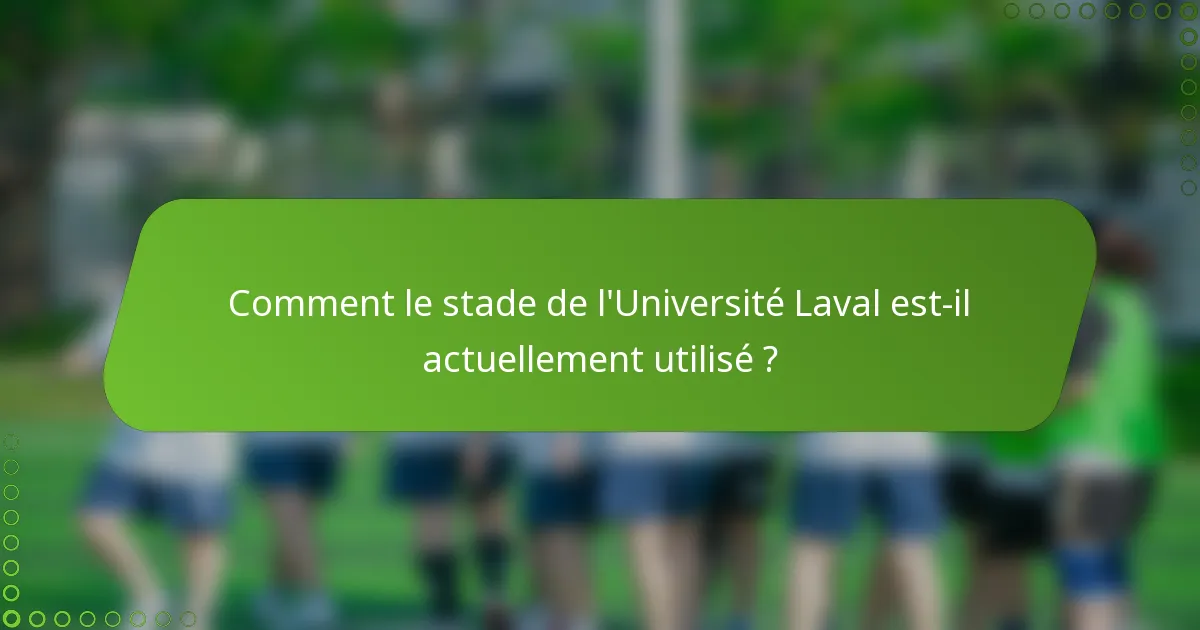 Comment le stade de l'Université Laval est-il actuellement utilisé ?