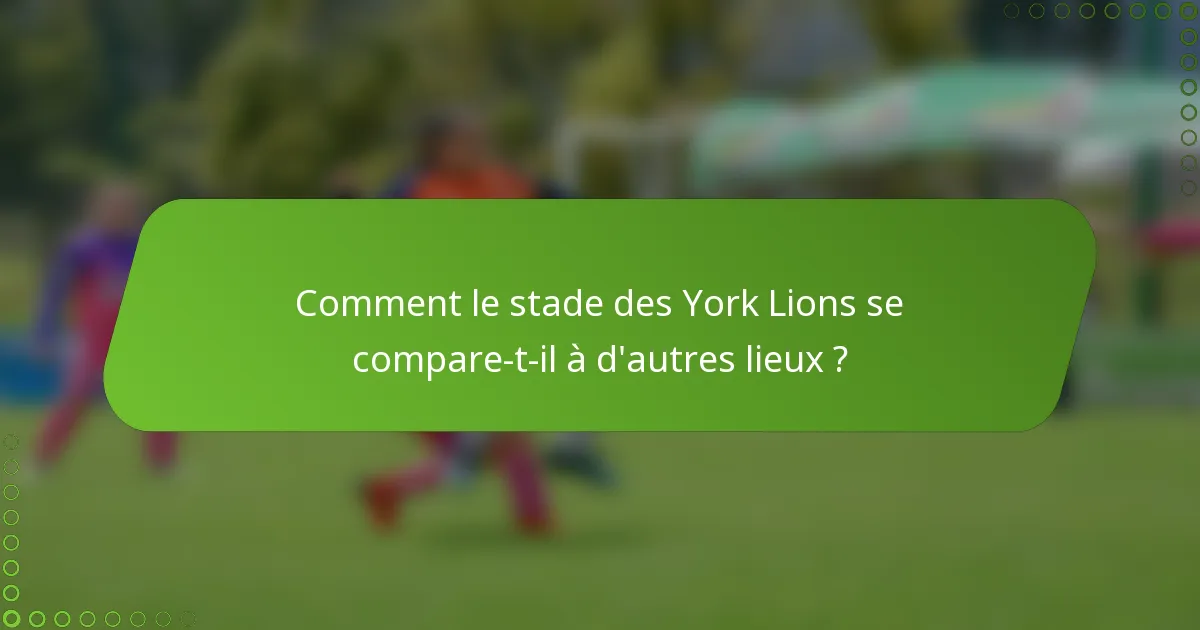 Comment le stade des York Lions se compare-t-il à d'autres lieux ?