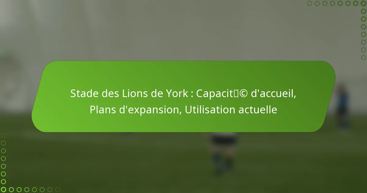 Stade des Lions de York : Capacité d’accueil, Plans d’expansion, Utilisation actuelle