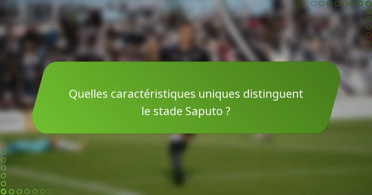 Quelles caractéristiques uniques distinguent le stade Saputo ?