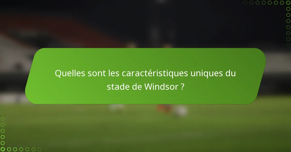 Quelles sont les caractéristiques uniques du stade de Windsor ?